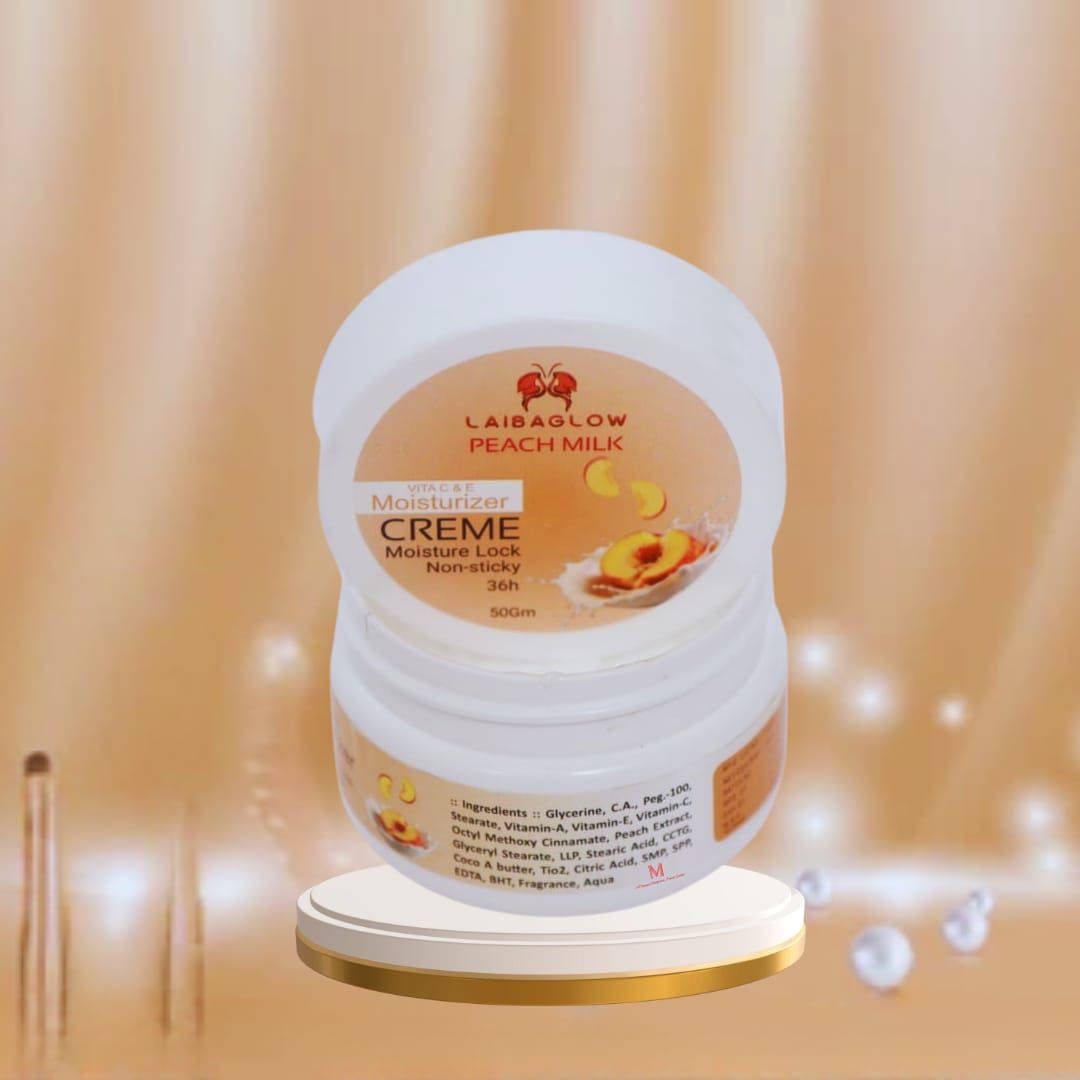 Laibaglow Peach Milk Moisturizer Cream with Vitamin C & E